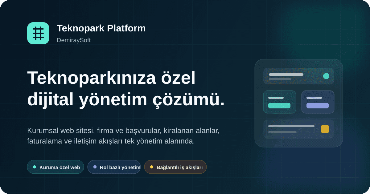 Teknopark Yönetim Platformu ürün sunum görseli